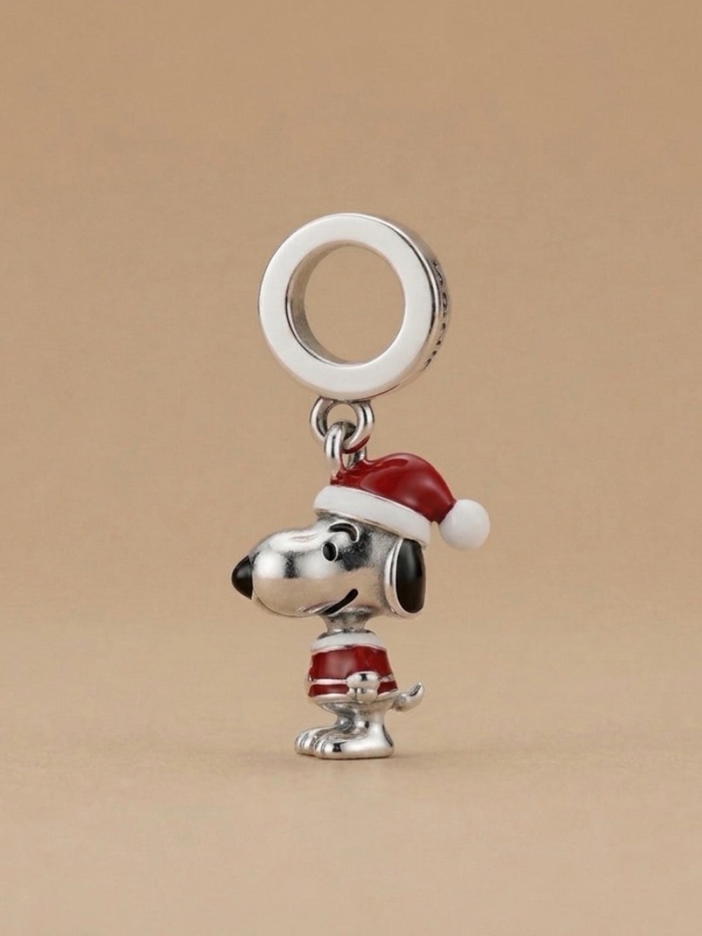 Snoopy Holiday Dog Charm in Red and Silver